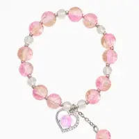 Браслет детский "Выбражулька" сердце с подвеской бусина, цвет розовый в серебре