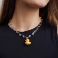 Цепь с кулоном &laquo;Утка&raquo;, узел, жёлтый в серебре, L=40 см