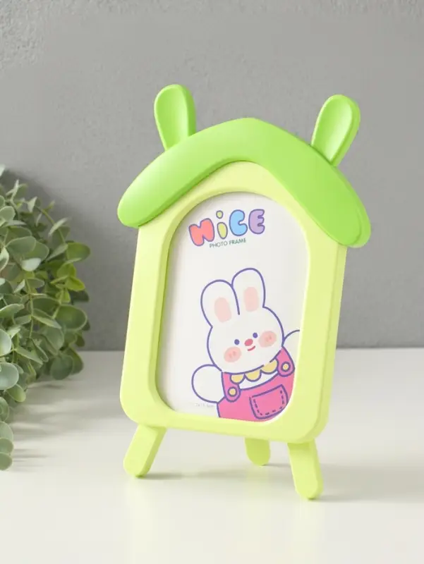 Фоторамка пластик 10х15 см "Домик с ушками зайки" зелёный 2х16,7х26 см