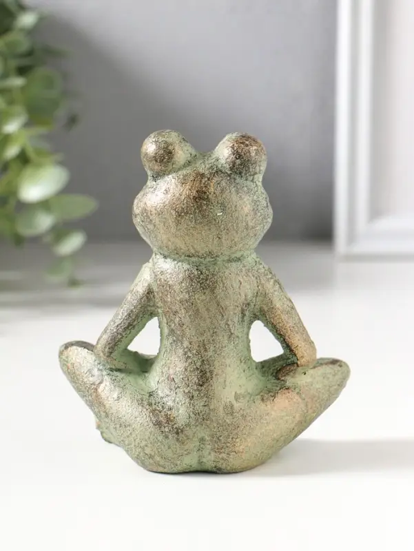 Сувенир чугун "Лягуха - дзен" зелёная патина 10х11,5х4,5 см