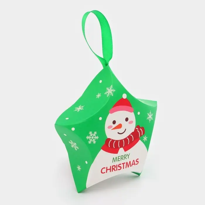 Подарочная коробка игрушка на ёлку складная «Звезда снеговик» 7×5.5×2 см Подарочная коробка игрушка на ёлку складная «Звезда снеговик» 7×5.5×2 см