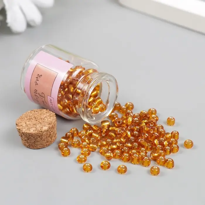 Бисер круглый 6/0 в бутылочке  Бисер круглый 6/0 в бутылочке "Бронзово-коричневый" прозрачно-цветной 20 гр