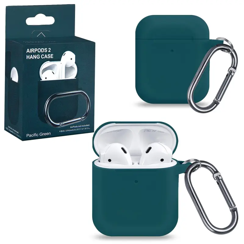 Чехол для AirPods 1/2 с карабином №18 Pacific Green