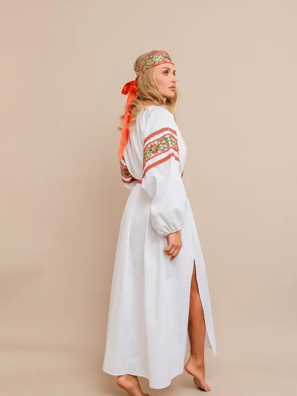 Карнавальный костюм  Карнавальный костюм "Купава" платье-рубашка взрослая (платье-рубашка, повязка на голову) размер 164/