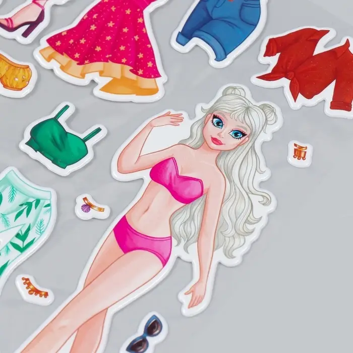 Наклейка «Одень куклу. Летний», для скрапбукинга, творчества, пластик, 15×20 см Наклейка «Одень куклу. Летний», для скрапбукинга, творчества, пластик, 15×20 см