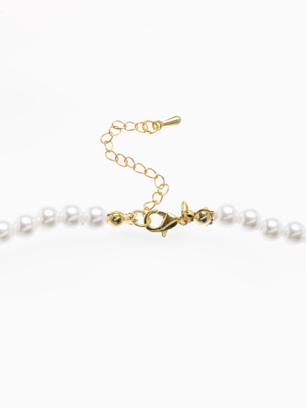 Бусы детские «Выбражулька» мишка, жемчуг, белые в золоте