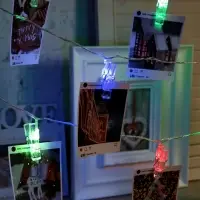 Гирлянда &laquo;Нить&raquo; 5 м с насадками &laquo;Прищепки&raquo;, IP20, прозрачная нить, 20 LED, свечение мульти (RG/RB), мигание, 220 В