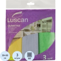 Салфетки хозяйственные Luscan из микрофибры 30х30см д/мебели, стекол 3шт/уп
