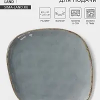 Блюдо для подачи Magistro Alpine Frost, 23&times;21&times;2.5, фарфор, голубовато-серый