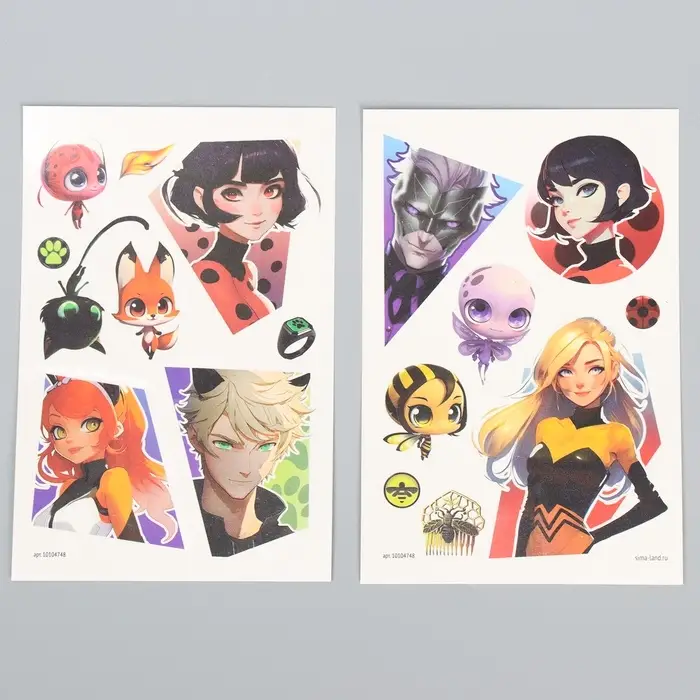 Переводные татуировки детские «Герои», 2 листа, тату — 16 шт.