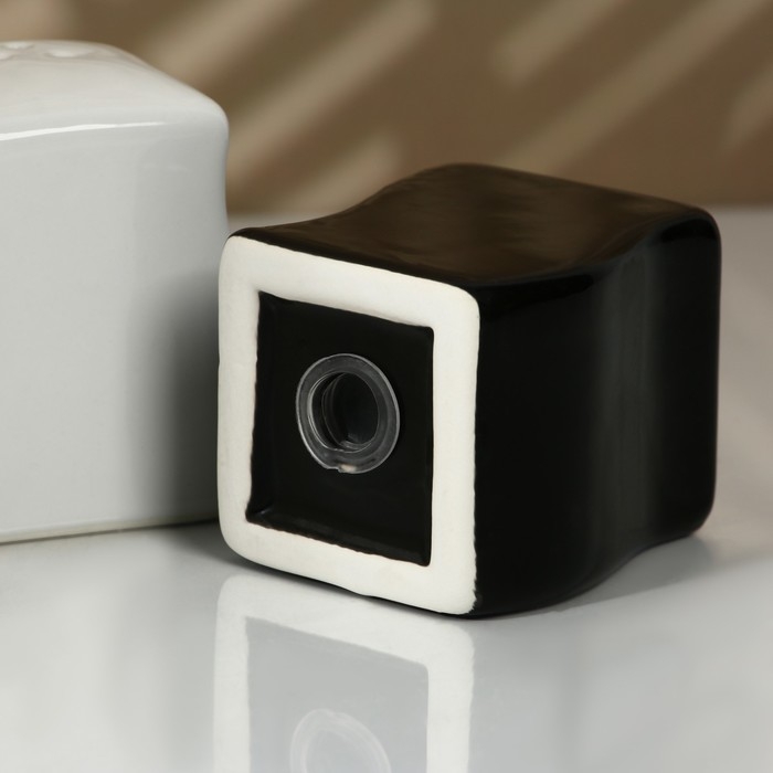 Набор керамический для специй на металлической подставке Kitchen, 2 шт, цвет белый-чёрный Набор керамический для специй на металлической подставке Kitchen, 2 шт, цвет белый-чёрный