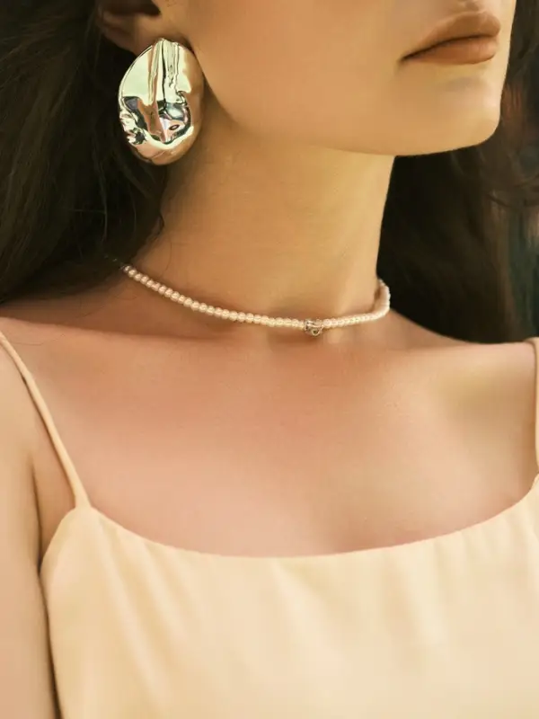 Чокер «Стразик» жемчужные бусины, цвет белый в серебре, 33 см + 5 см доп, цепочка