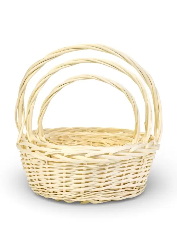 Набор корзин 3 шт ИВА 35x35x14 30x30x12 25х25x11 см ПЛЕТ ручка h=20/18/16 см