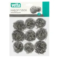 VETTA Набор губок 9шт, спираль, оцинкованная сталь, вес 8 гр