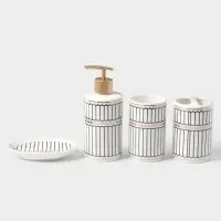 Набор аксессуаров для ванной комнаты &laquo;Греция&raquo;, 4 предмета, мыльница, дозатор 350 мл, два стакана, серый