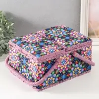 Шкатулка для рукоделия и шитья &laquo;Цветы калейдоскопа&raquo;, хранение ниток, иголок, мелочи, 19&times;26&times;14.5 см