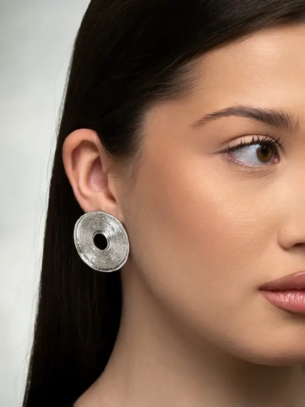 Серьги клипсы для ушей QF &laquo;Диск&raquo;, цвет серебро