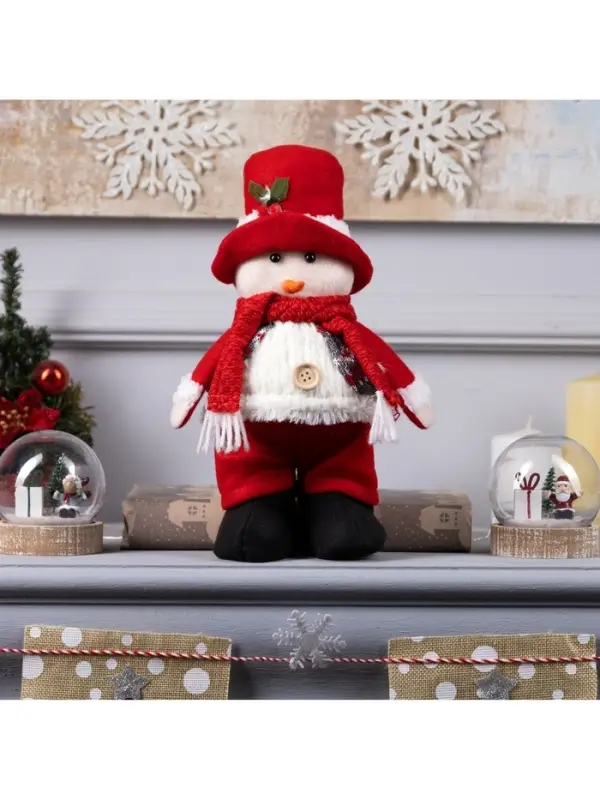 Светодиодная фигура &laquo;Снеговик&raquo; 13&times;30&times;8 см, текстиль, батарейки LR1130&times;3 (в комплекте), свечение тёплое белое