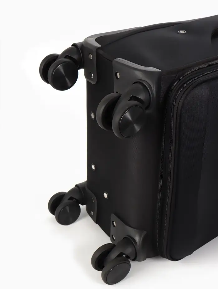 Чемодан на колёсах TEXTURA, кодовый замок, текстильный, с увеличением, 36&times;25&times;58 см, 20", чёрный