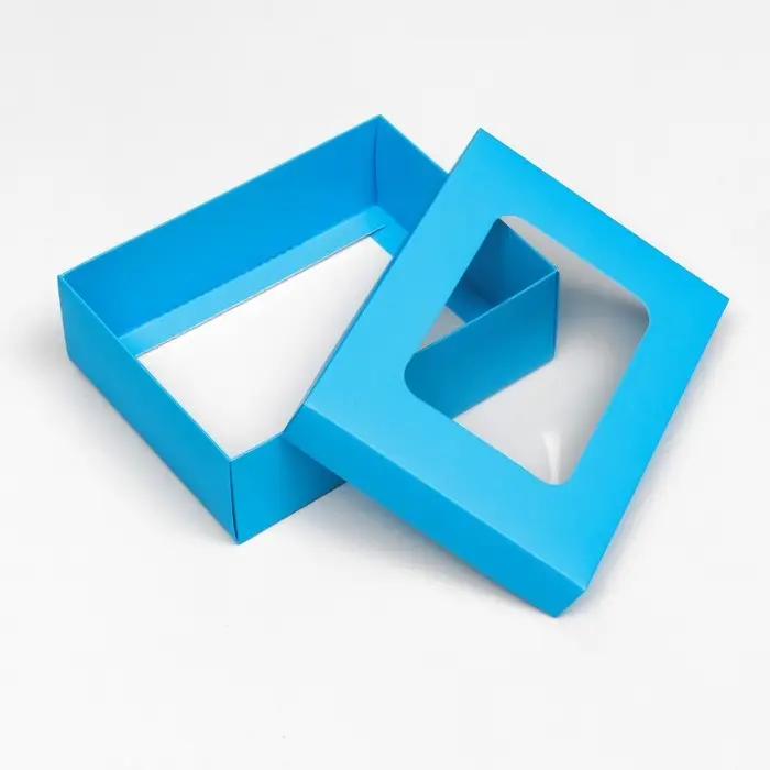 Коробка подарочная складная, упаковка, крышка - дно, с окном, бирюзовая, 16.5×12.5×5.2 см Коробка подарочная складная, упаковка, крышка - дно, с окном, бирюзовая, 16.5×12.5×5.2 см