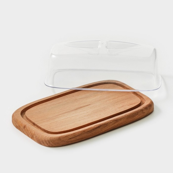 Маслёнка - сырница с крышкой Adelica, 17×11×6,5 см, бук Маслёнка - сырница с крышкой Adelica, 17×11×6,5 см, бук