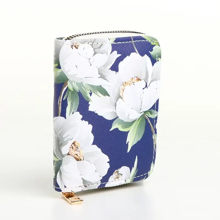 Кошелёк на молнии &laquo;Букет&raquo;, маленький, синий