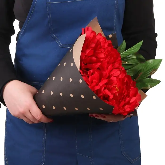 Бумага упаковочная крафт &laquo;Чёрный в горошек&raquo;, 50 х 70 см