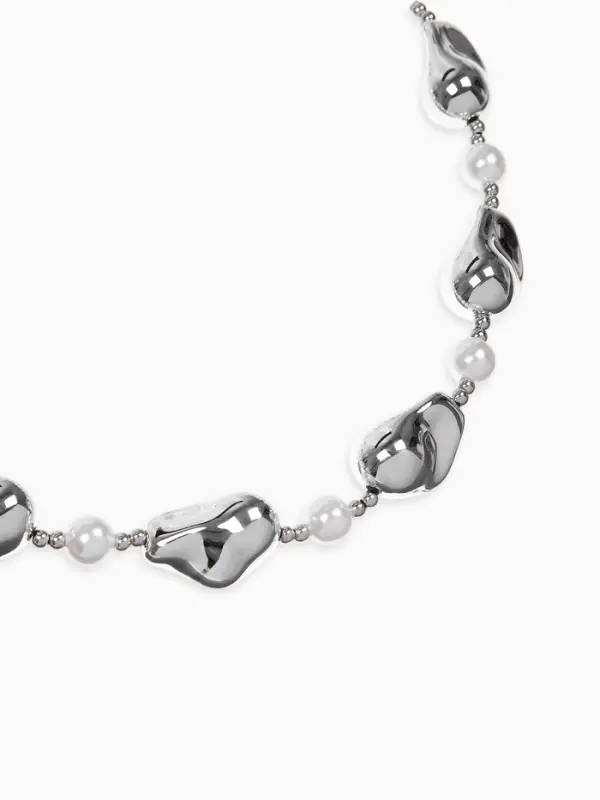 Бусы &laquo;Жемчуг Борокко&raquo;, белые в серебре 40 см