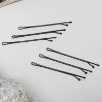 Невидимки для волос QF &laquo;Гладкие&raquo;, набор 36 шт., 6 см, чёрные