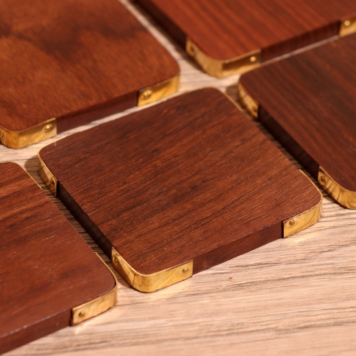 Подставки под горячее (набор 6 шт) 10х6,5х7 см, дерево шишам Подставки под горячее (набор 6 шт) 10х6,5х7 см, дерево шишам