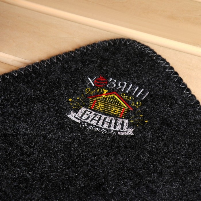 Набор банный: шапка и коврик  "Хозяин бани" в пакете