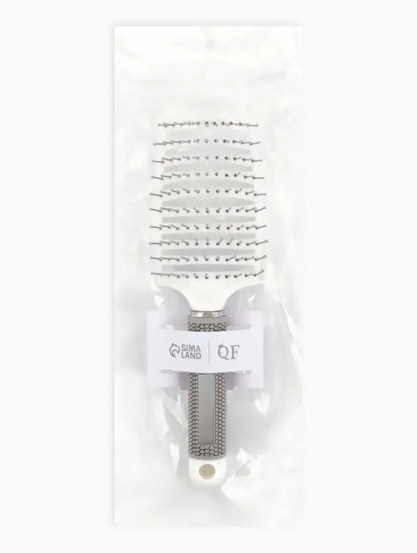 Расчёска массажная, с магнитом, прорезиненная ручка, 7.5&times;25.5 (&plusmn;1) см, серая