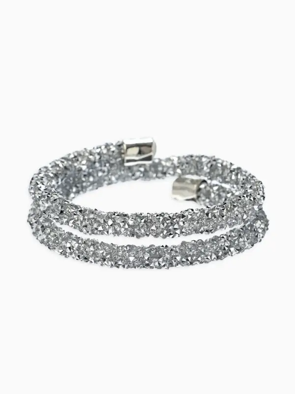 Браслет-пружинка &laquo;Шанталь&raquo;, 2 ряда, цвет серебро, d=7 см