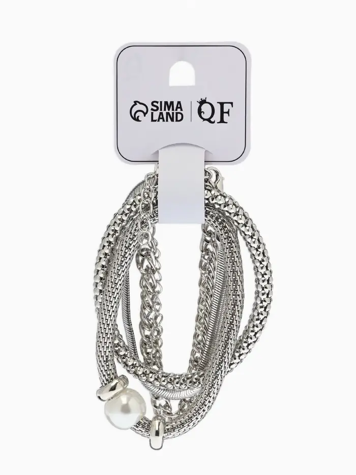 Браслет "Стиль" (набор 3шт) плетение, звенья, цвет белый в серебре