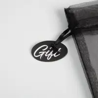 Мешочек подарочный органза черный «Подарок», с шильдиком, 10 х 12 см +/- 1.5 см