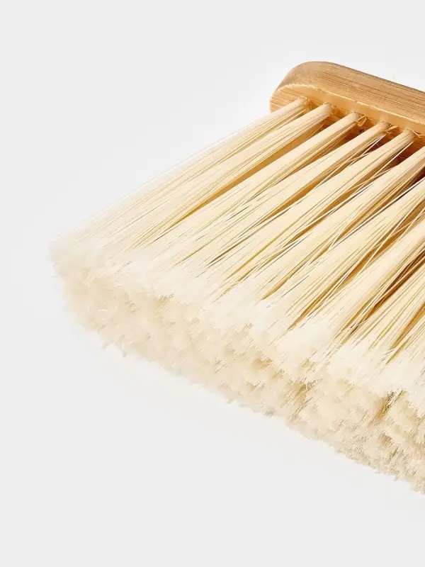 Щётка с совком Meli, бамбуковый держатель, 26&times;24&times;98 см, чёрная