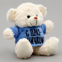 Мягкая игрушка Мишка «С праздничком!», в кофте, 13 см