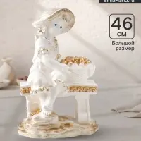 Фигура гипс &laquo;Девочка на скамейке&raquo;, перламутр с золотом, 46&times;31&times;22 см