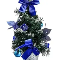 Искусственная ёлка настольная &laquo;Зимнее волшебство. Новогодний восторг&raquo;, 30 см, синяя пуансетия, d нижнего яруса 13 см, ветки ПВХ отгибаются