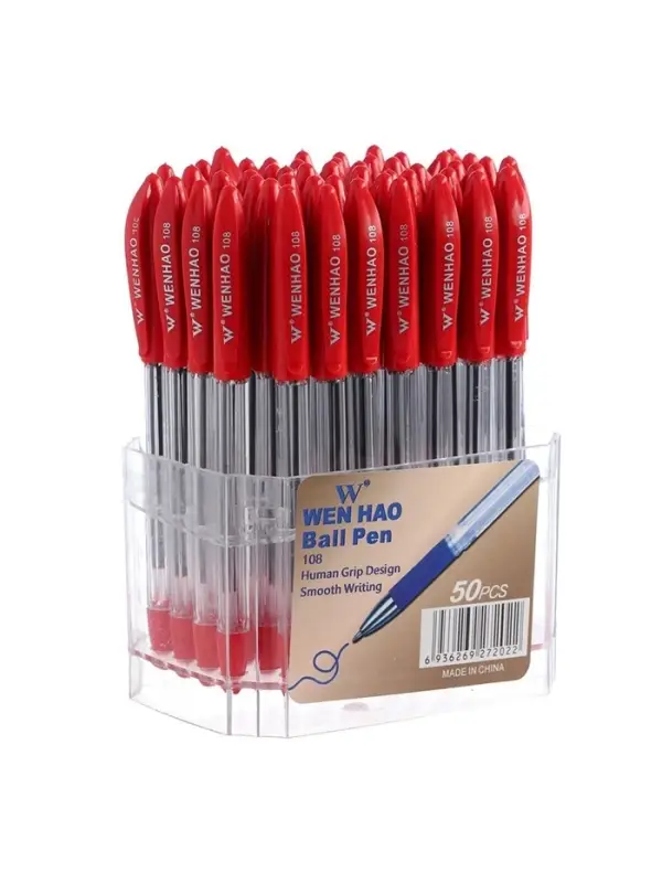 Ручка шариковая 0.5 мм, стержень красный, с резиновым держателем Ручка шариковая 0.5 мм, стержень красный, с резиновым держателем