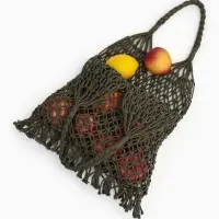 Сумка пляжная, плетёная, клетка 3.5 см, зелёная