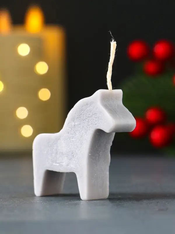 Свеча новогодняя "Лошадка мини" 55х50 мм, серый