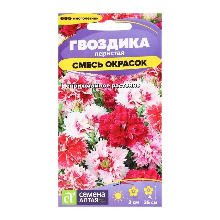 Семена цветов Гвоздика "Перистая", ц/п,  0,1 г Семена цветов Гвоздика "Перистая", ц/п,  0,1 г