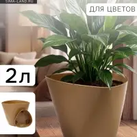 Горшок для цветов &laquo;Элеганс&raquo;, 2 л, d=17.3 см, h=15 см, пластиковый, с поддоном, бежевый