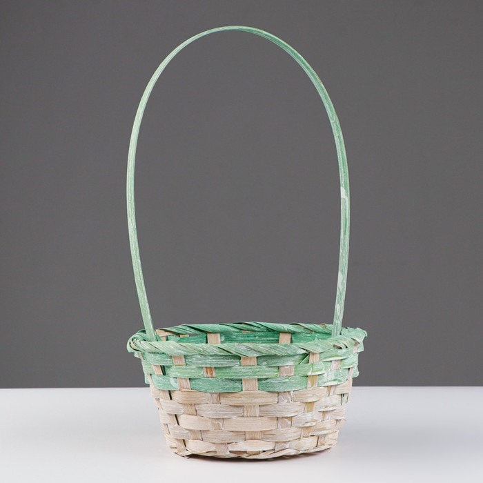 Корзина плетеная 19×9/34 см, зелёный, бамбук