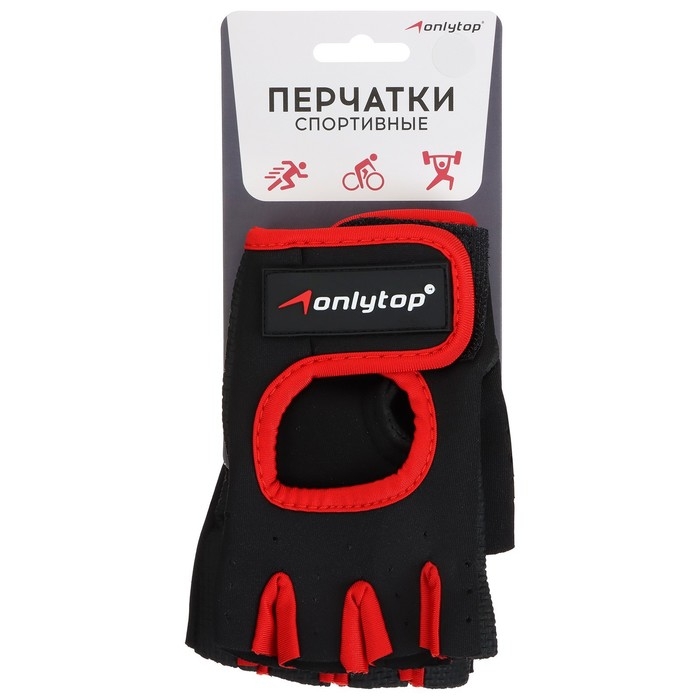 Перчатки спортивные ONLYTOP, р. S, цвет чёрный/красный