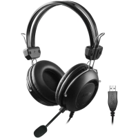 Гарнитура A4Tech черный 2м накладные USB оголовье (HU-35)