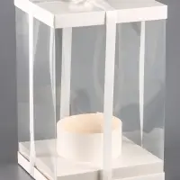 Коробка PVC, для цветов с лентой, 28&times;18&times;18 см, белый