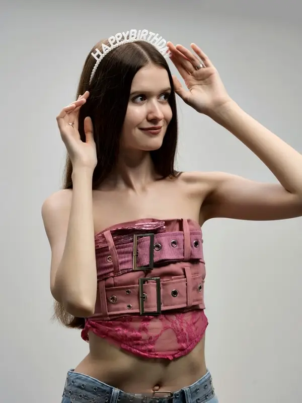 Ободок "Happy birthday" жемчужный