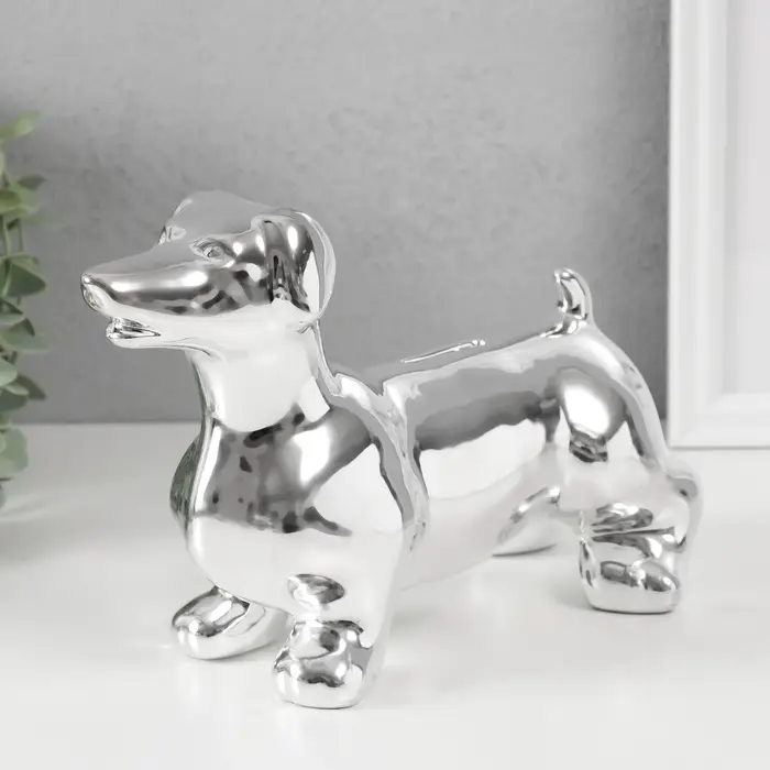 Копилка для денег &laquo;Такса серебристая&raquo;, керамика, 24.5&times;10.5&times;16.5 см